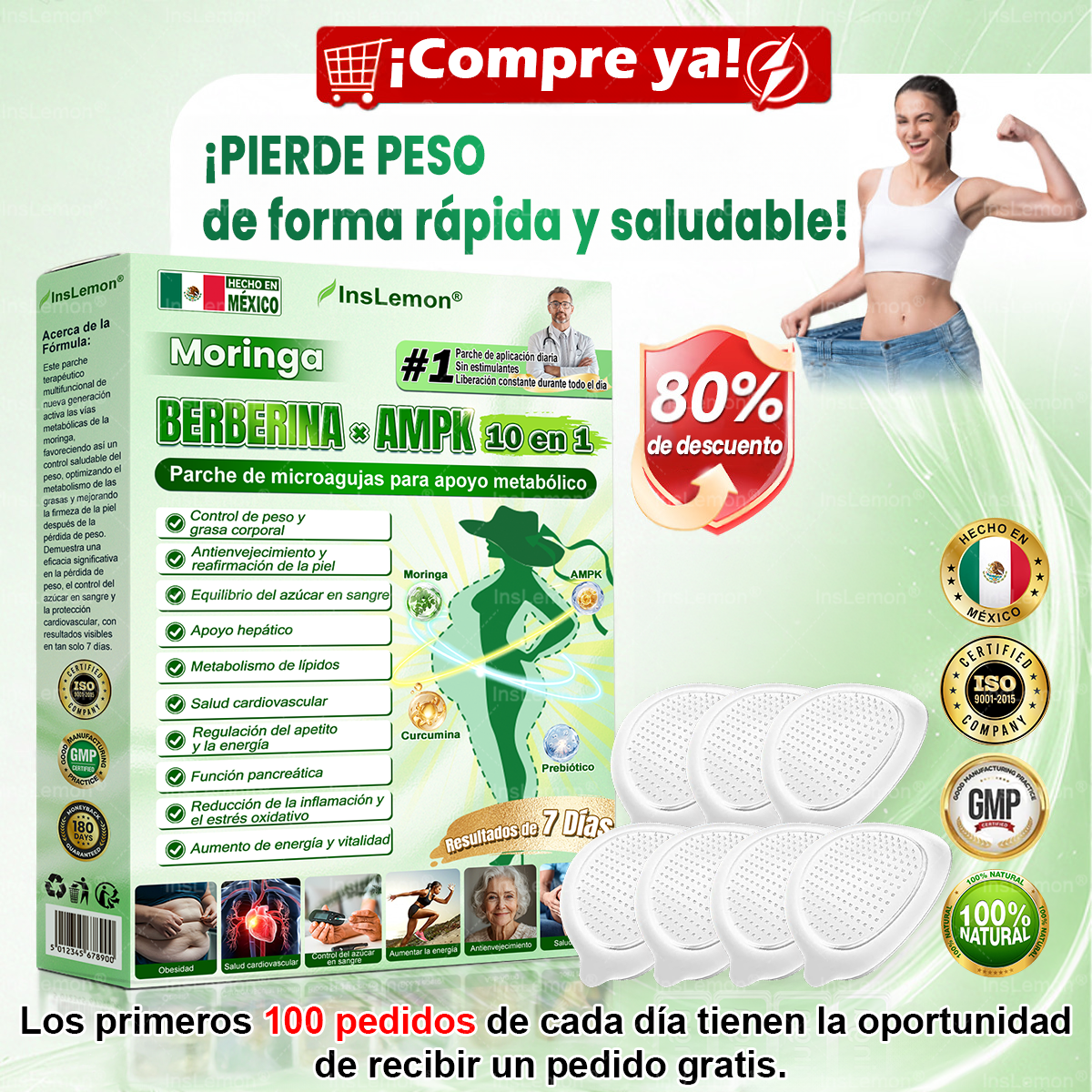 𝐈𝐧𝐬𝐋𝐞𝐦𝐨𝐧® 𝗠𝗼ringa × 𝗕𝗲𝗿𝗯𝗲𝗿𝗶𝗻𝗮 × 𝗔𝗠𝗣𝗞 Parche de Microagujas Nano | Soporte Metabólico 10 en 1🇲🇽(𝐒𝐨𝐥𝐨 𝐮𝐧𝐚 𝐯𝐞𝐳 𝐚𝐥 𝐝í𝐚, 𝐜𝐚𝐦𝐛𝐢𝐨𝐬 𝐯𝐢𝐬𝐢𝐛𝐥𝐞𝐬 𝐞𝐧 𝟕 𝐝í𝐚𝐬) ✅ 𝐏𝐚𝐫𝐚 𝐨𝐛𝐞𝐬𝐢𝐝𝐚𝐝, 🅟🅘🅔🅛 🅕🅛🅐́🅒🅘🅓🅐, 𝐝𝐢𝐚𝐛𝐞𝐭𝐞𝐬, 𝐚𝐩𝐧𝐞𝐚 𝐝𝐞𝐥 𝐬𝐮𝐞ñ𝐨, 𝐩𝐫𝐨𝐛𝐥𝐞𝐦𝐚𝐬 𝐚𝐫𝐭𝐢𝐜𝐮𝐥𝐚𝐫𝐞𝐬 𝐲 𝐦á𝐬🔥🔥