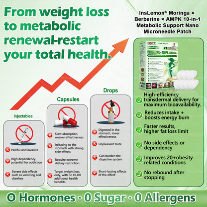 𝐈𝐧𝐬𝐋𝐞𝐦𝐨𝐧® 𝗠𝗼𝗿𝗶𝗻𝗴𝗮 × 𝗕𝗲𝗿𝗯𝗲𝗿𝗶𝗻𝗲 × 𝗔𝗠𝗣𝗞 𝟭𝟬-𝗶𝗻-𝟭 𝗠𝗲𝘁𝗮𝗯𝗼𝗹𝗶𝗰 𝗦𝘂𝗽𝗽𝗼𝗿𝘁 𝗡𝗮𝗻𝗼 𝗠𝗶𝗰𝗿𝗼𝗻𝗲𝗲𝗱𝗹𝗲 𝗣𝗮𝘁𝗰𝗵🇬🇧(𝐉𝐮𝐬𝐭 𝐨𝐧𝐜𝐞 𝐚 𝐝𝐚𝐲, 𝐯𝐢𝐬𝐢𝐛𝐥𝐞 𝐜𝐡𝐚𝐧𝐠𝐞𝐬 𝐢𝐧 𝟕 𝐝𝐚𝐲𝐬） ✅ 𝐅𝐨𝐫 𝐨𝐛𝐞𝐬𝐢𝐭𝐲, 🅛🅞🅞🅢🅔 🅢🅚🅘🅝, 𝐝𝐢𝐚𝐛𝐞𝐭𝐞𝐬, 𝐬𝐥𝐞𝐞𝐩 𝐚𝐩𝐧𝐞𝐚, 𝐣𝐨𝐢𝐧𝐭 𝐢𝐬𝐬𝐮𝐞𝐬, 𝐚𝐧𝐝 𝐦𝐨𝐫𝐞⭐⭐⭐⭐⭐